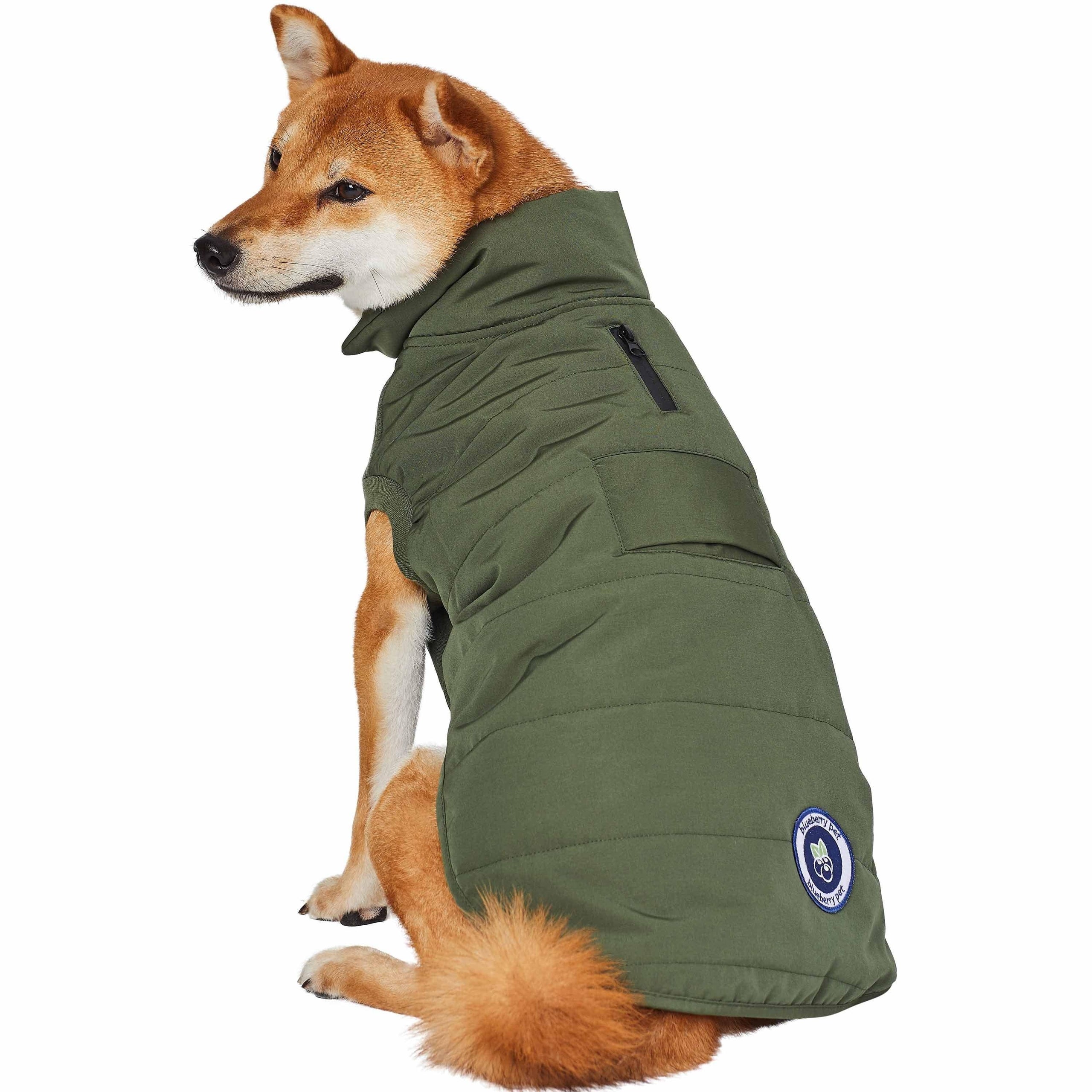 Dog Puffer Jacket, Waterproof Quilted Jacket, Dark Olive FarmHouse Feed & Co.