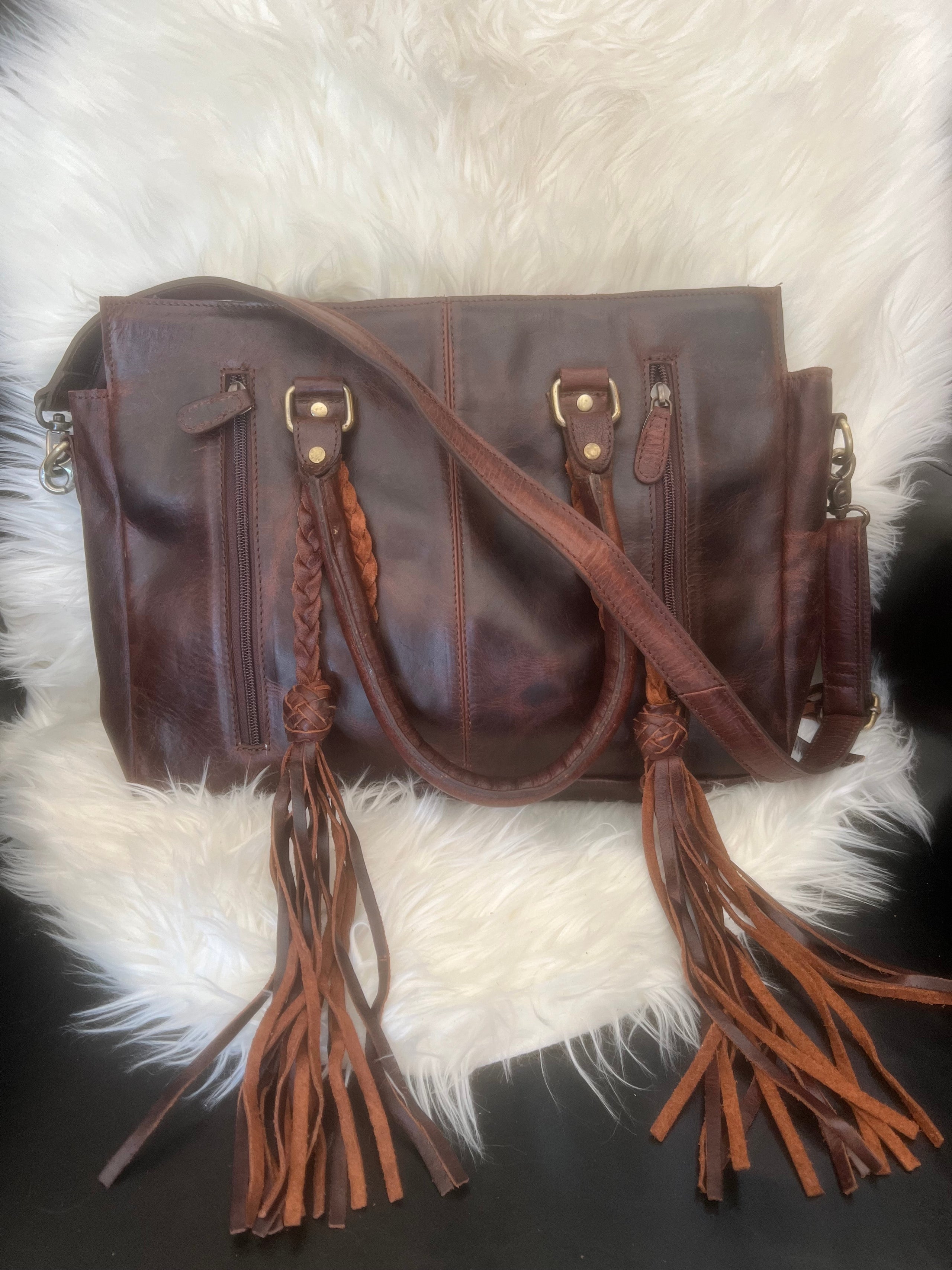 The Arena Handtooled Leather Fringe Purse